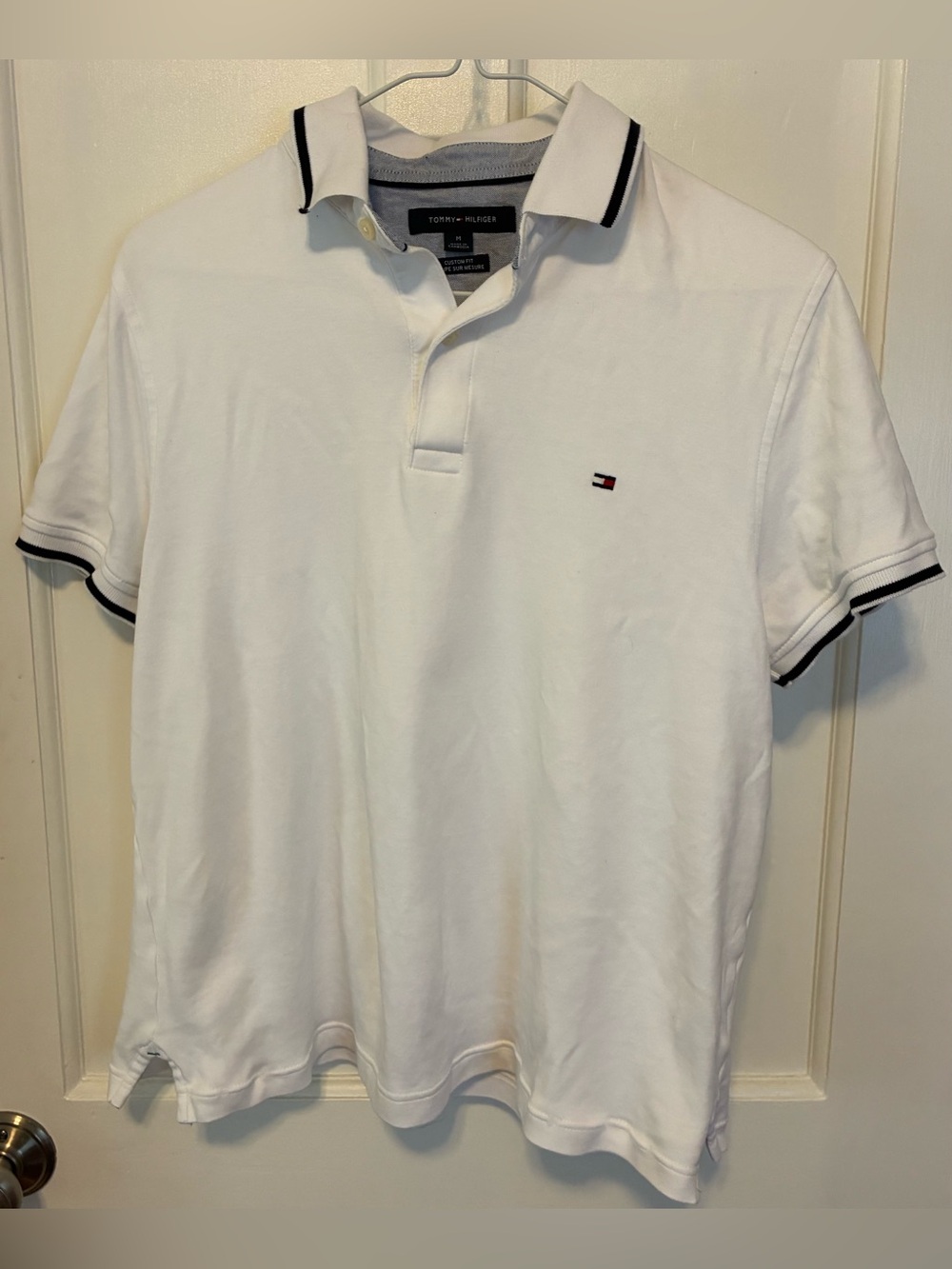 Tommy Hilfiger White Polo with Navy Trim